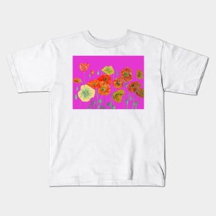 Red Poppy Watercolor Painting Magenta Kids T-Shirt